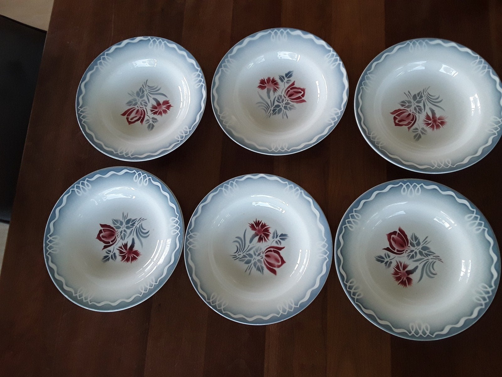 Vintage diepe borden, Sarrequemines Digion/California, Gebruikt, Ophalen of Verzenden, Bord(en), Overige stijlen