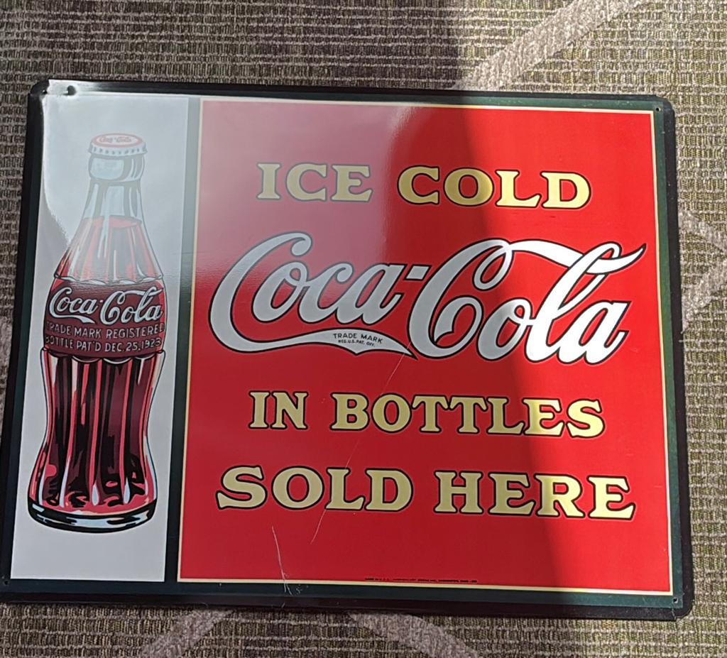 Vintage Coca Cola Reclamebord 50x40cm, Ophalen of Verzenden, Zo goed als nieuw, Reclamebord