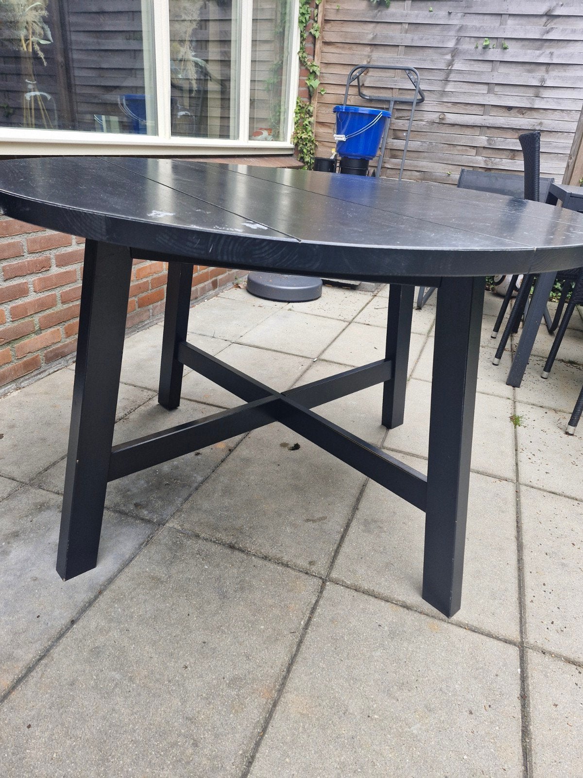 Ronde eettafel  bruin hout, Ophalen, Gebruikt, Rond, Vier personen