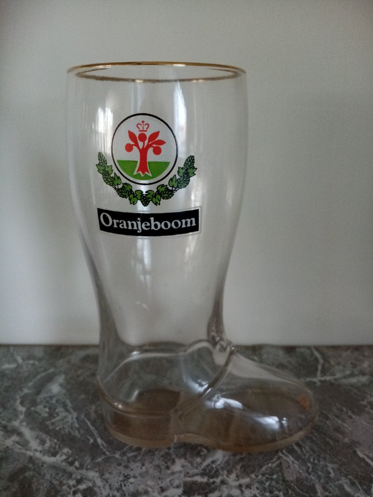 Oranjeboom laarsje bierglas, Verzamelen, Biermerken, Ophalen of Verzenden, Zo goed als nieuw, Glas of Glazen, Oranjeboom