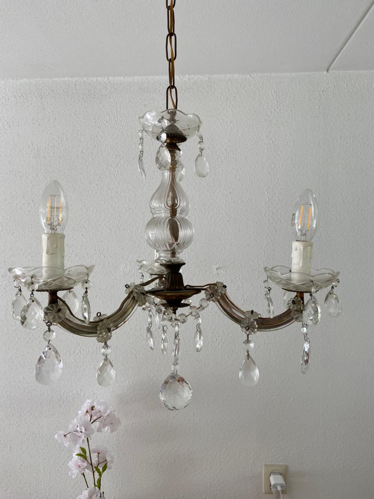 Antieke kristallen hanglamp, Ophalen, Zo goed als nieuw