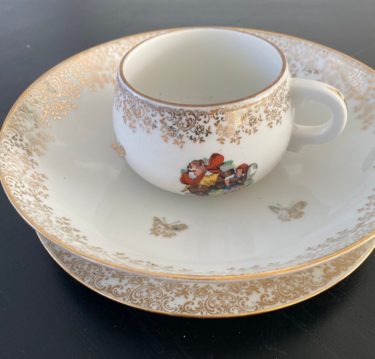 3-delig limoges france porseleinen kinderservies, Antiek en Kunst, Antiek | Servies los, Ophalen of Verzenden