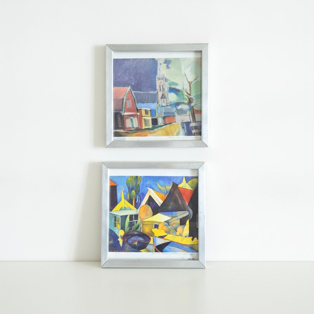 2 Ingelijste Kunstprints: Rem de Boer (2003) & Wim van Assen, Ophalen of Verzenden, Print, Ingelijst