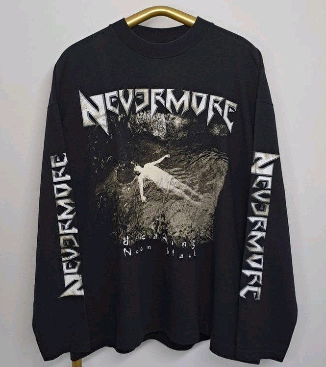 Vintage 90s Nevermore Longsleeve - Dreaming Neon Black XL, Zwart, Ophalen of Verzenden, Zo goed als nieuw, Maat 56/58 (XL)