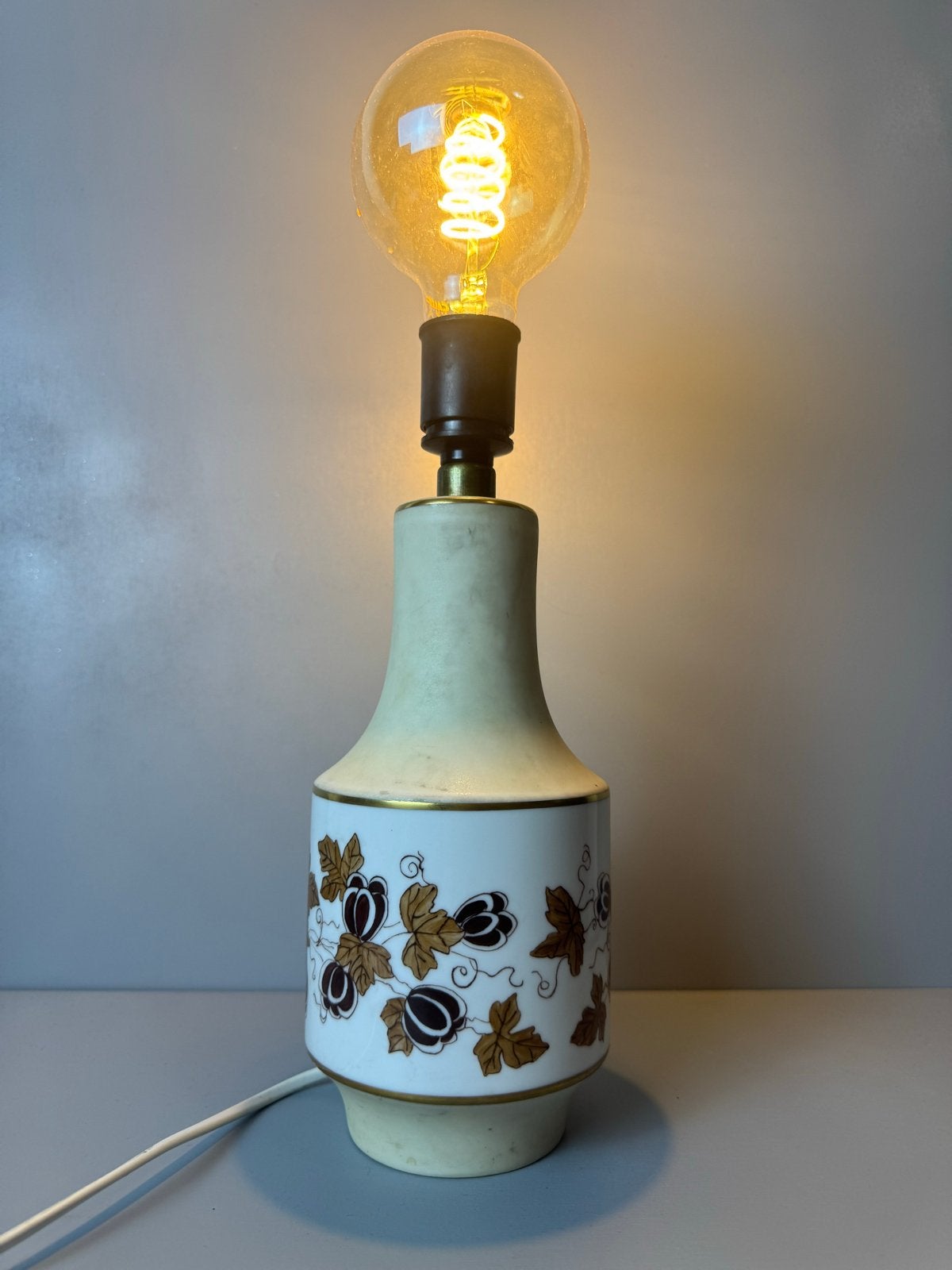Vintage West Germany tafellamp met bloemmotief, Ophalen of Verzenden
