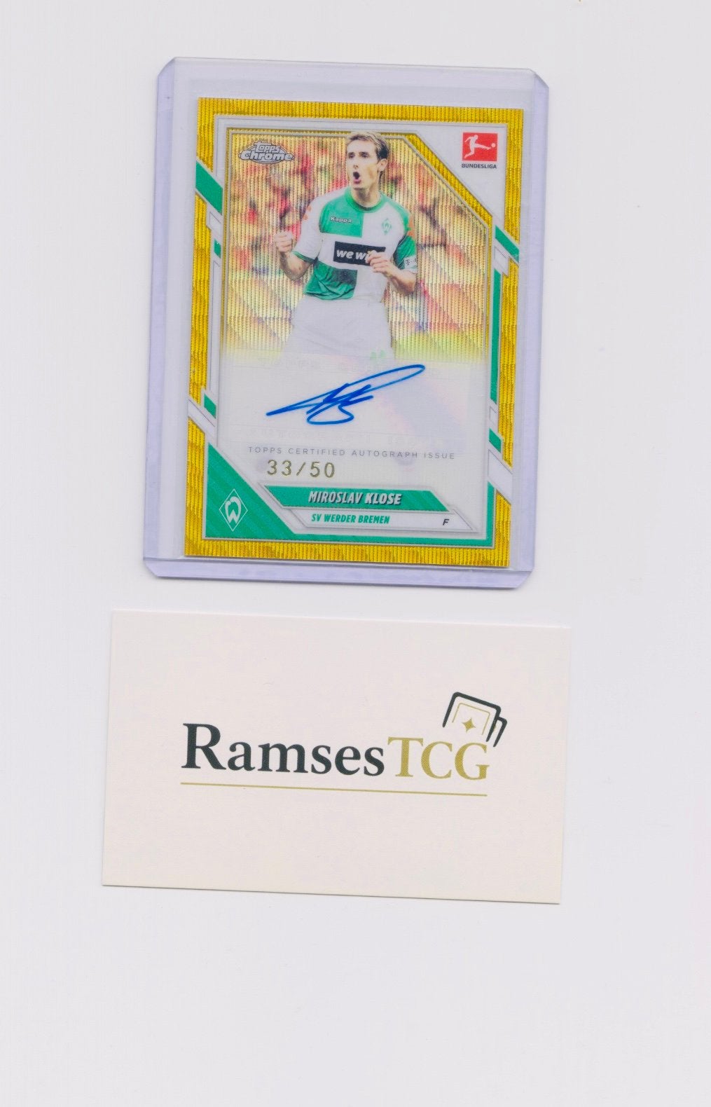 Miroslav Klose Topps Chrome SP Gold Auto /50  Werder Bremen, Ophalen of Verzenden, Zo goed als nieuw, Plaatje