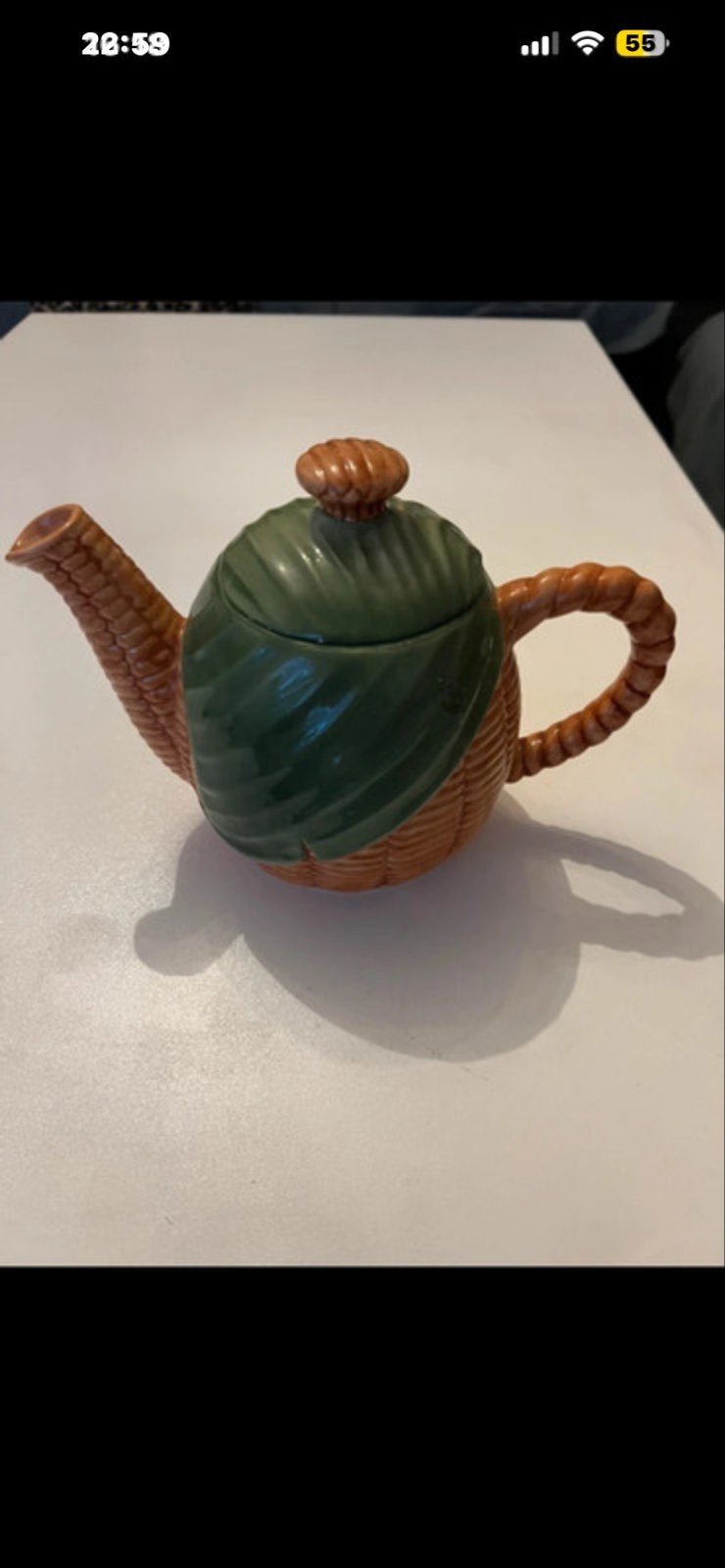 Vintage theepot in maiskolf design, Ophalen of Verzenden
