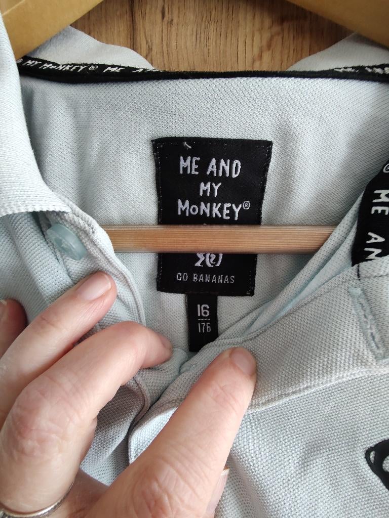 Lichtblauwe poloshirt 176, Ophalen of Verzenden, Zo goed als nieuw, Shirt of Longsleeve, Me and my monkey