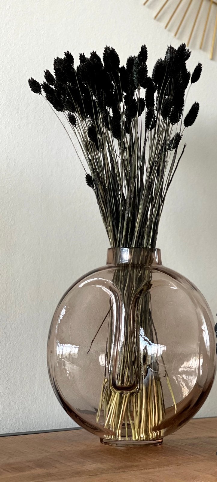 Glazen vaas roze met gezicht-motief - 22x13x25cm, Verzenden, 25 cm, Nieuw, Glas