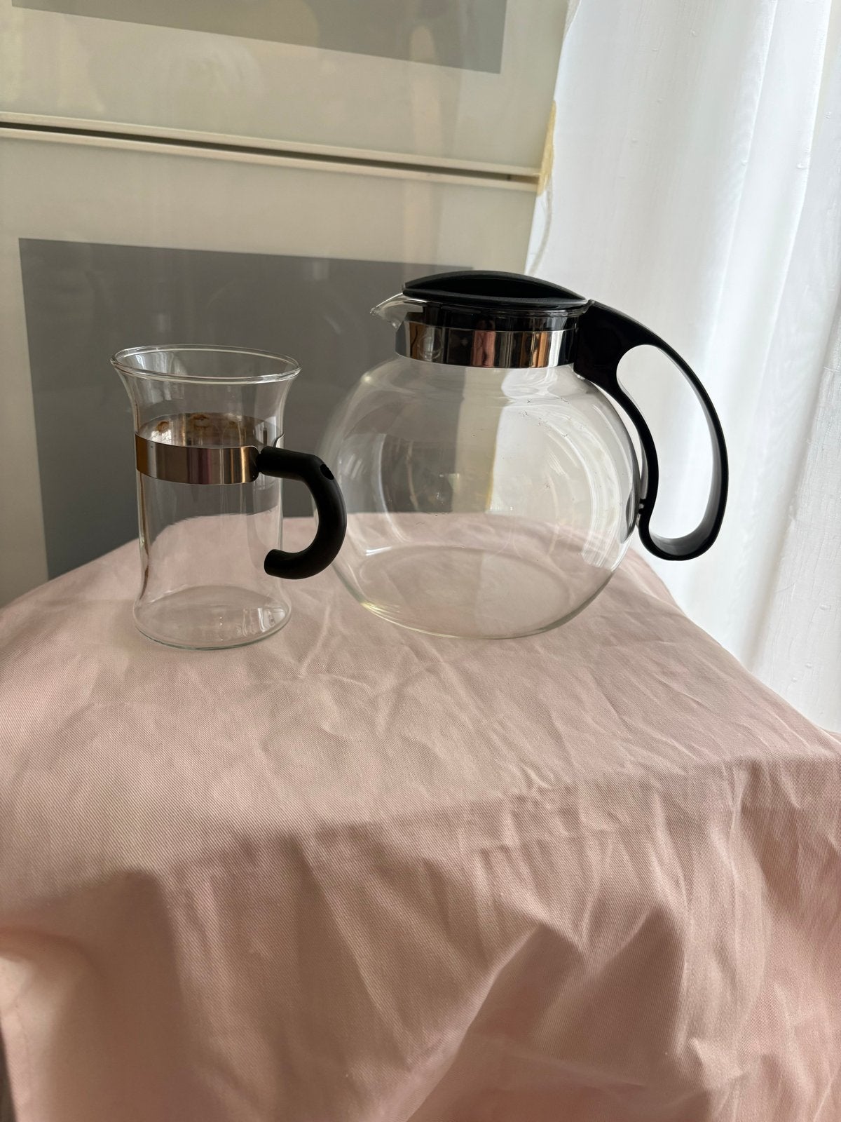 Glazen Theepot met Theekop, Theepot/fluitketel, Ophalen of Verzenden, Zwart, Overige merken
