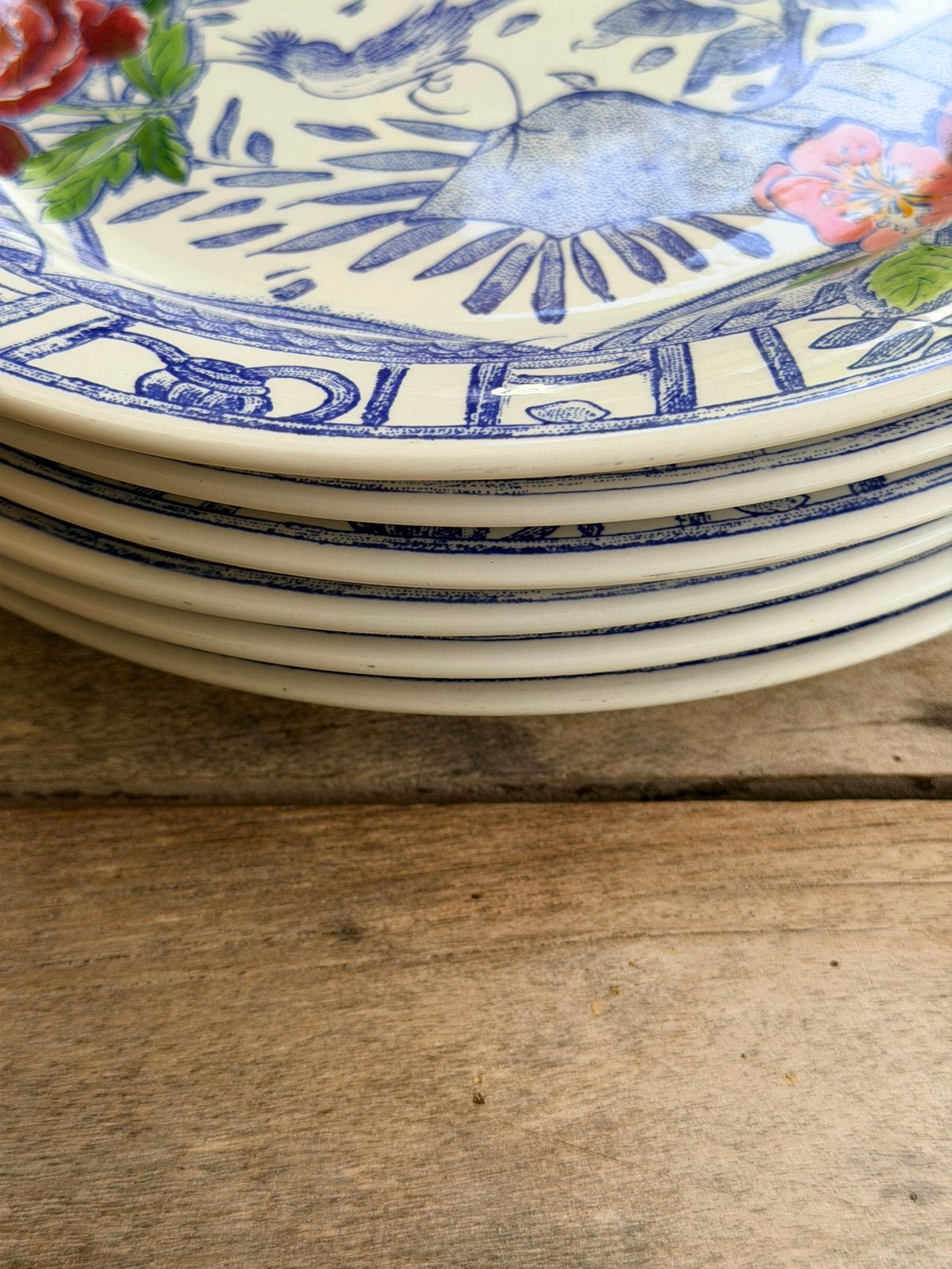 Gien OISEAU BLEU FLEURI Dinerborden, Huis en Inrichting, Keuken | Servies, Ophalen of Verzenden, Zo goed als nieuw, Bord(en), Overige stijlen