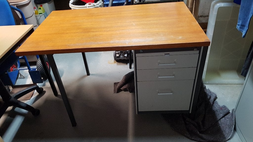 Bureau met ladeblok van Gispen - Vintage look, Ophalen, Met lades, Gebruikt, 120 cm