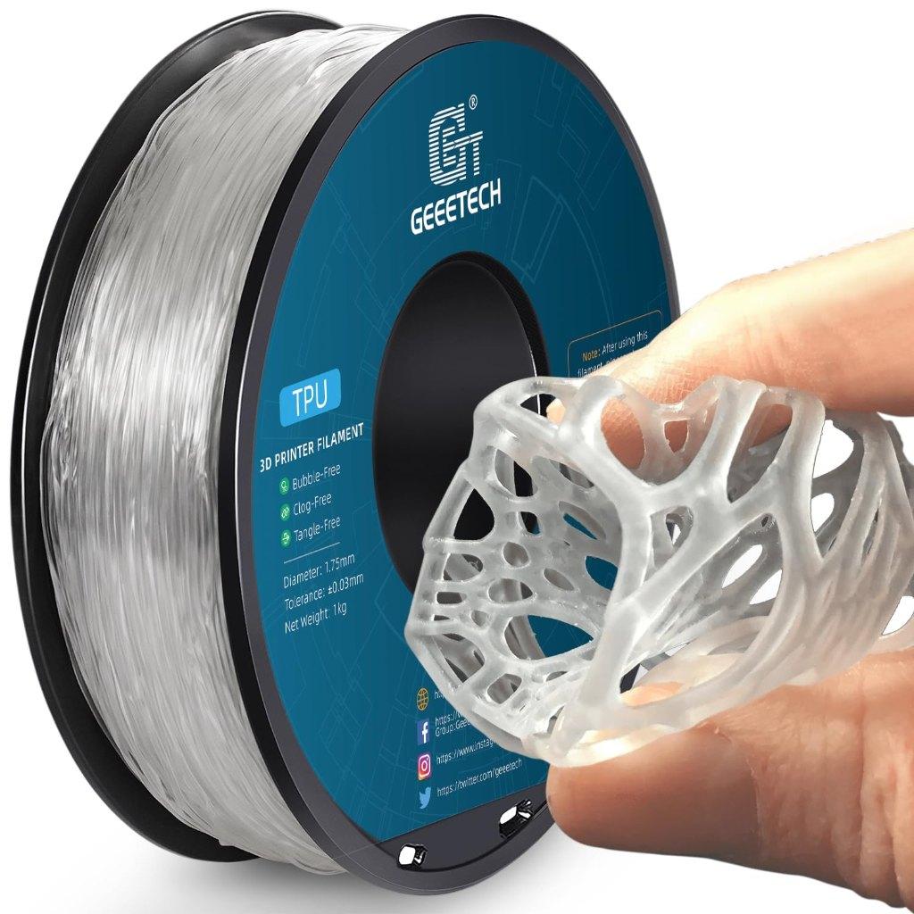 Geeetech TPU filament 1kg Transparant flexi 3d rubber flexy, Ophalen of Verzenden, Nieuw, Filament