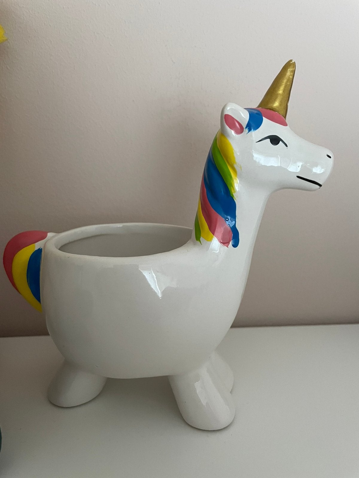 Eenhoorn unicorn bloempotje vaasje plant, Ophalen of Verzenden, Zo goed als nieuw