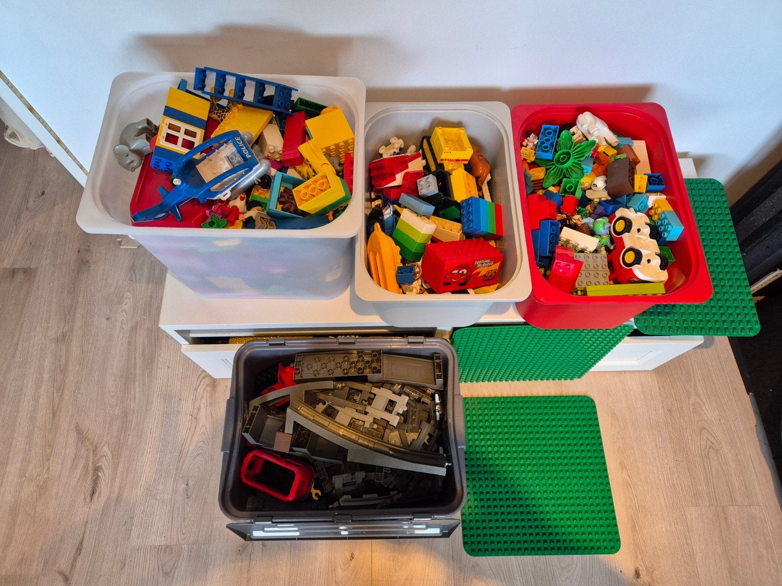 Grote partij LEGO en Duplo met grondplaten, Ophalen, Gebruikt, Inclusief extra onderdelen, Lego