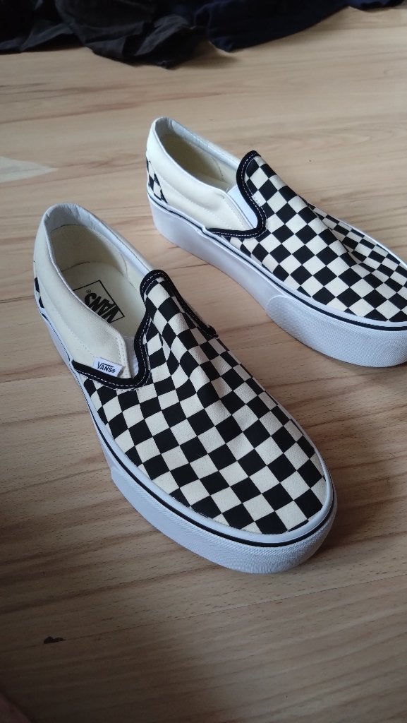 Vans Slip-on platform checkerboard nieuw, Zwart, Nieuw, Ophalen of Verzenden, Sneakers of Gympen