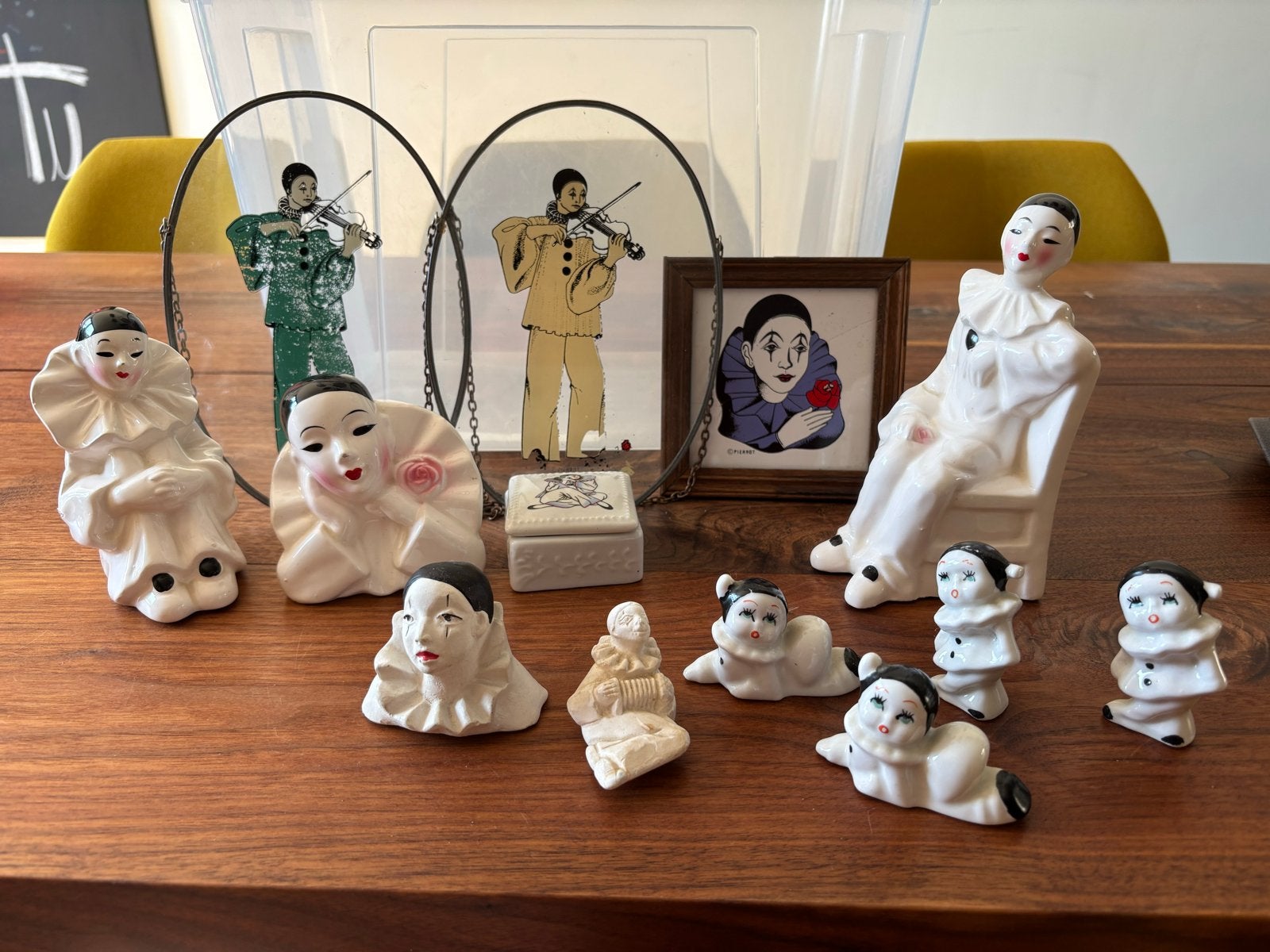 Pierrot beeldjes en schilderijtjes - set, Ophalen of Verzenden, Gebruikt
