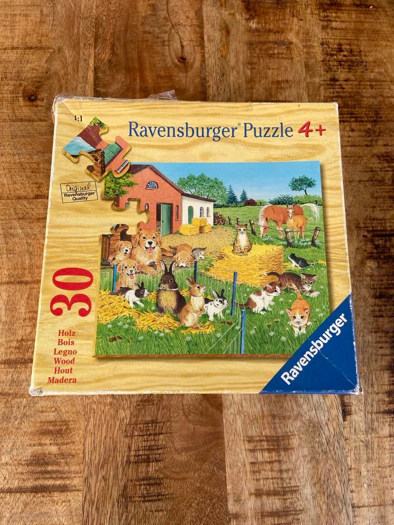 Ravensburger Houten Puzzel 30 Stukjes - Boerderijdieren, Gebruikt, 10 tot 50 stukjes, Ophalen of Verzenden, Van hout