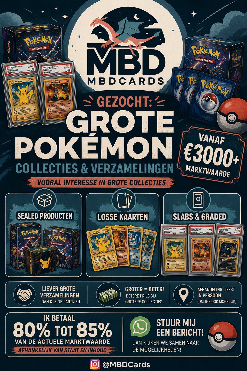 INKOOP Pokémon collecties & verzamelingen, Ophalen of Verzenden, Zo goed als nieuw, Meerdere kaarten