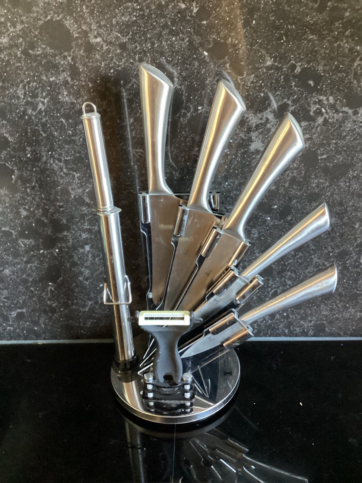 Complete Messenset met Blok - RVS, Ophalen of Verzenden, Nieuw, Rvs of Chroom
