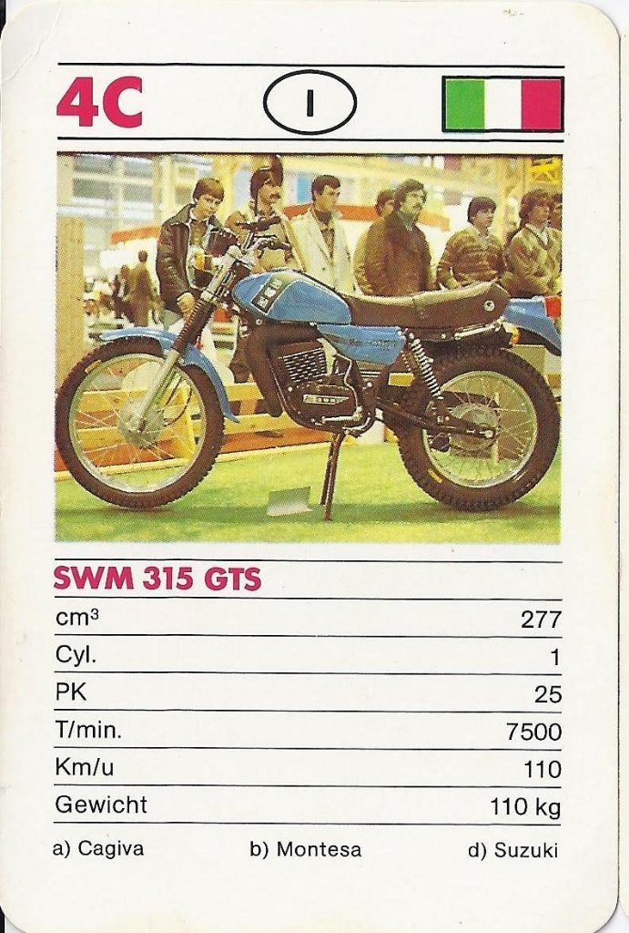 Motorkaartje SWM 315 GTS (4c ), Ophalen of Verzenden, Zo goed als nieuw, Auto's