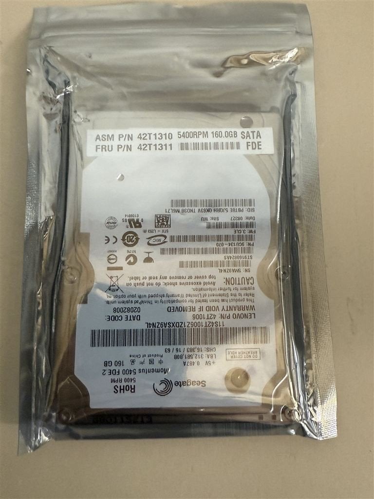 Hdd - Seagate Momentus ST9160824AS SATA 160GB 5400RPM 2.5inc, Ophalen of Verzenden, Zo goed als nieuw, Desktop