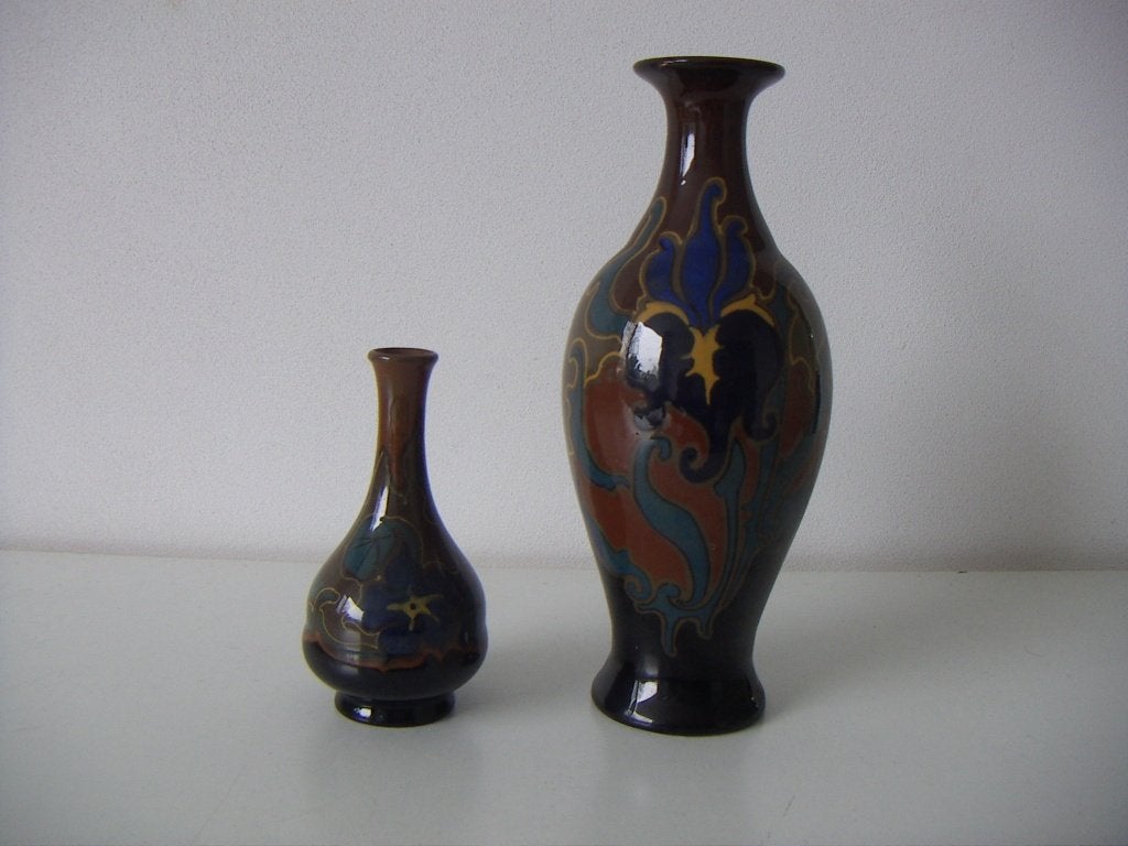 2 x Zenith plateel keramiek vazen jr.ca. 1920., Antiek en Kunst, Ophalen of Verzenden