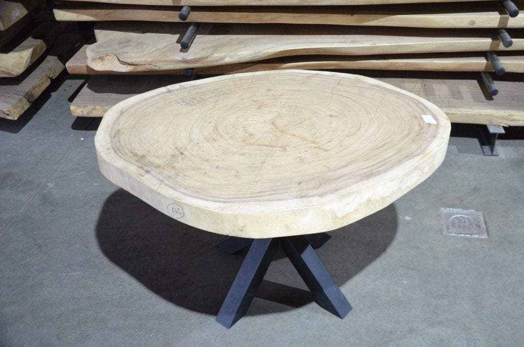 Ronde Suar boomstamtafel- 110- 135 cm-BT172, Overige houtsoorten, Rond, Nieuw, Ophalen of Verzenden