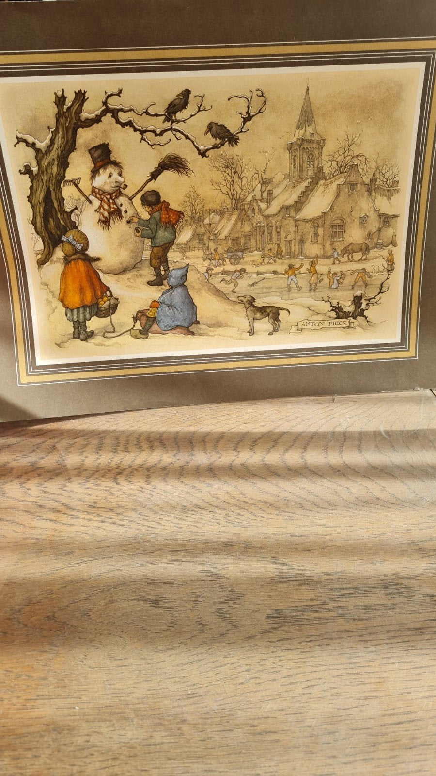 Anton Pieck Wintertafereel: Sneeuwpop en Schaatsers, Ophalen