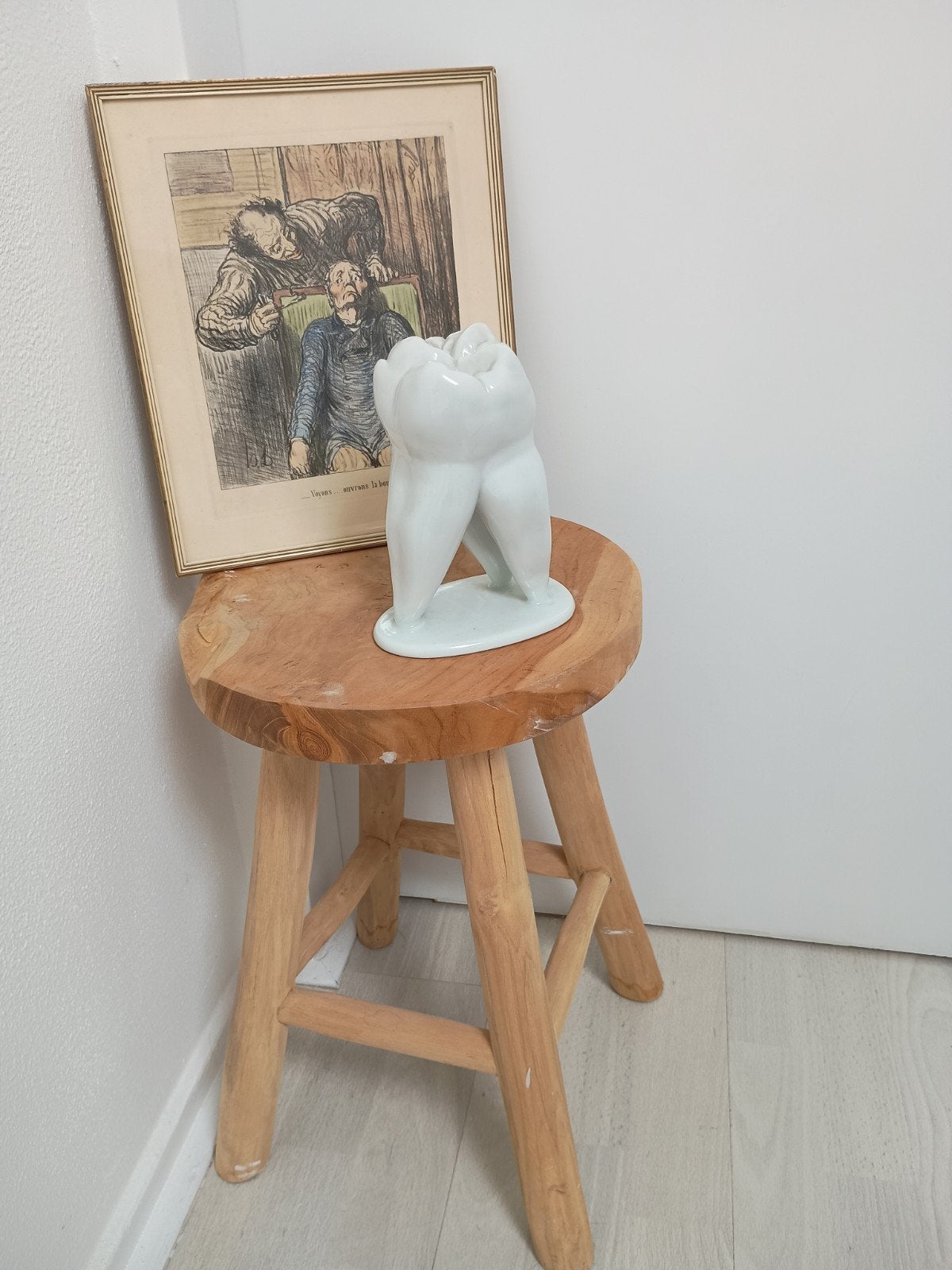 Portret Ouderwetse Tandarts en Emaille grote Kies ( uniek), Ophalen of Verzenden