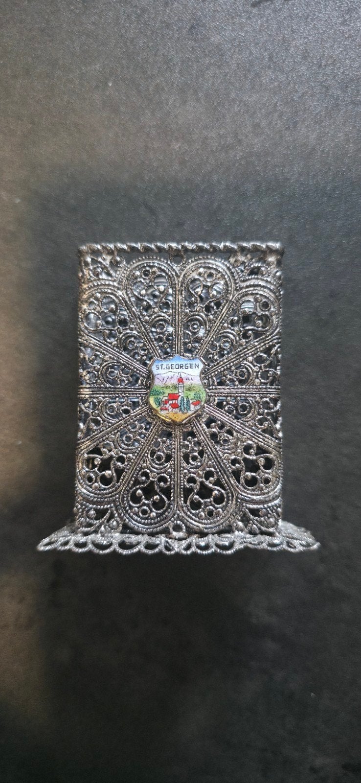 Vintage St. Georgen filigrain luciferdoosje houder, Antiek en Kunst, Ophalen of Verzenden