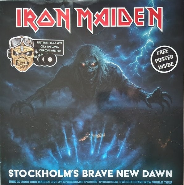 Iron Maiden - Stockholm's brave new dawn 3lp blue vinyl lim., Ophalen of Verzenden, Inclusief poster, Nieuw in verpakking, Hardrock