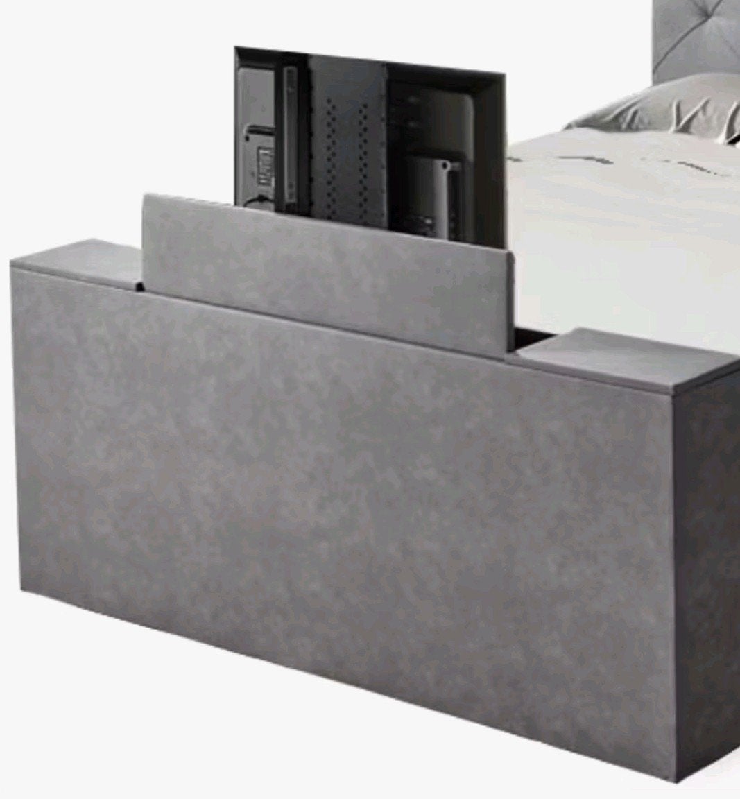Boxspring Dream met TV lift (onbekende werking), Ophalen, Gebruikt, Tweepersoons, Grijs