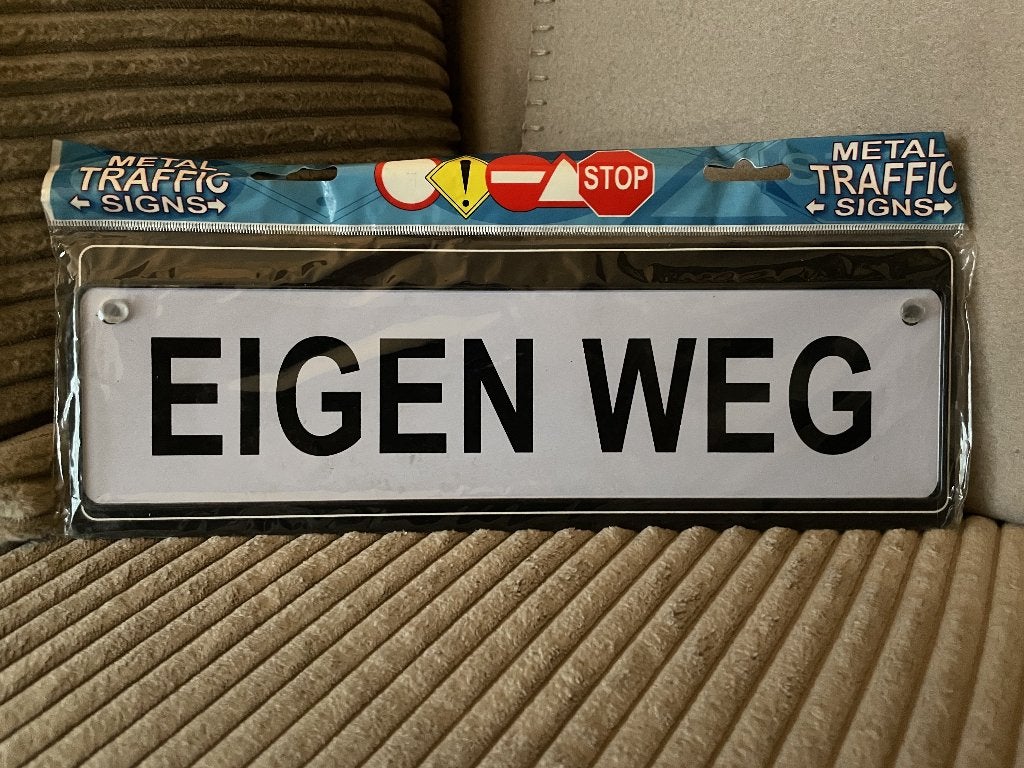 Eigen weg , autoraambord, Ophalen of Verzenden, Www.pand50.nl, Info@pand50.nl, Printer 29B Coevorden