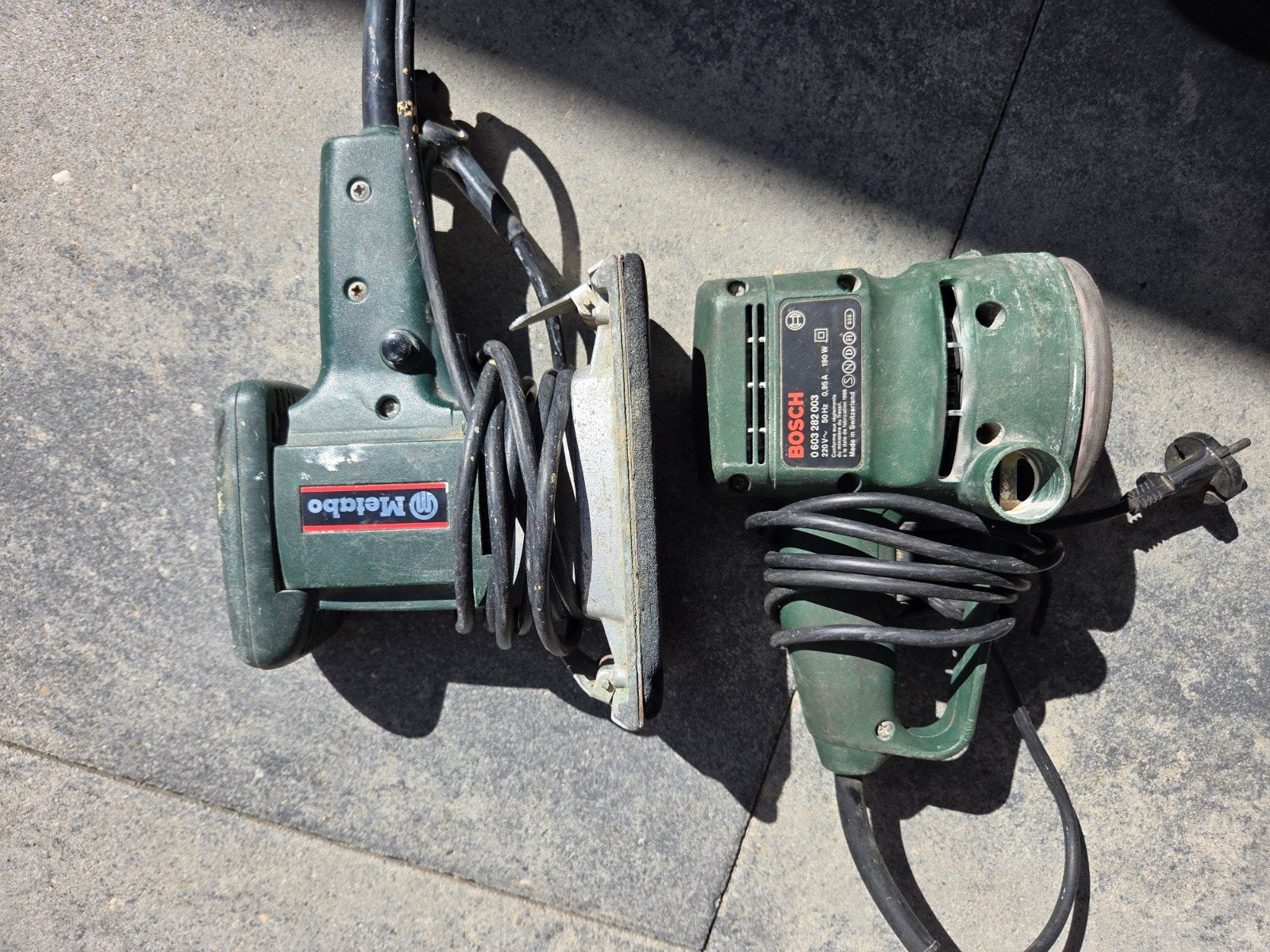 Metabo en Bosch schuurmachines - Set van 2, Ophalen of Verzenden, Gebruikt, Minder dan 600 watt, Overige typen