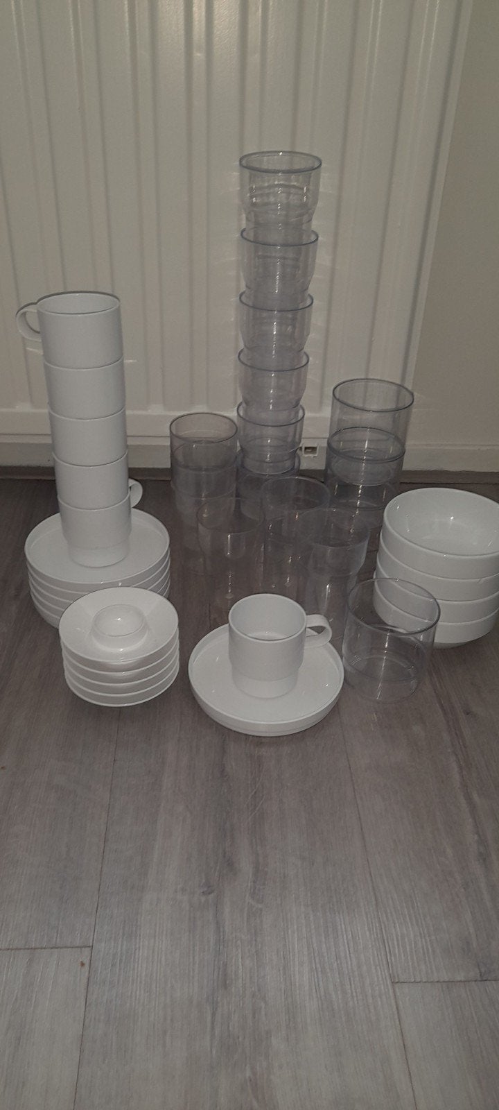 Mepal servies en glazen set - wit en transparant, Ophalen, Kunststof, Gebruikt, Mepal