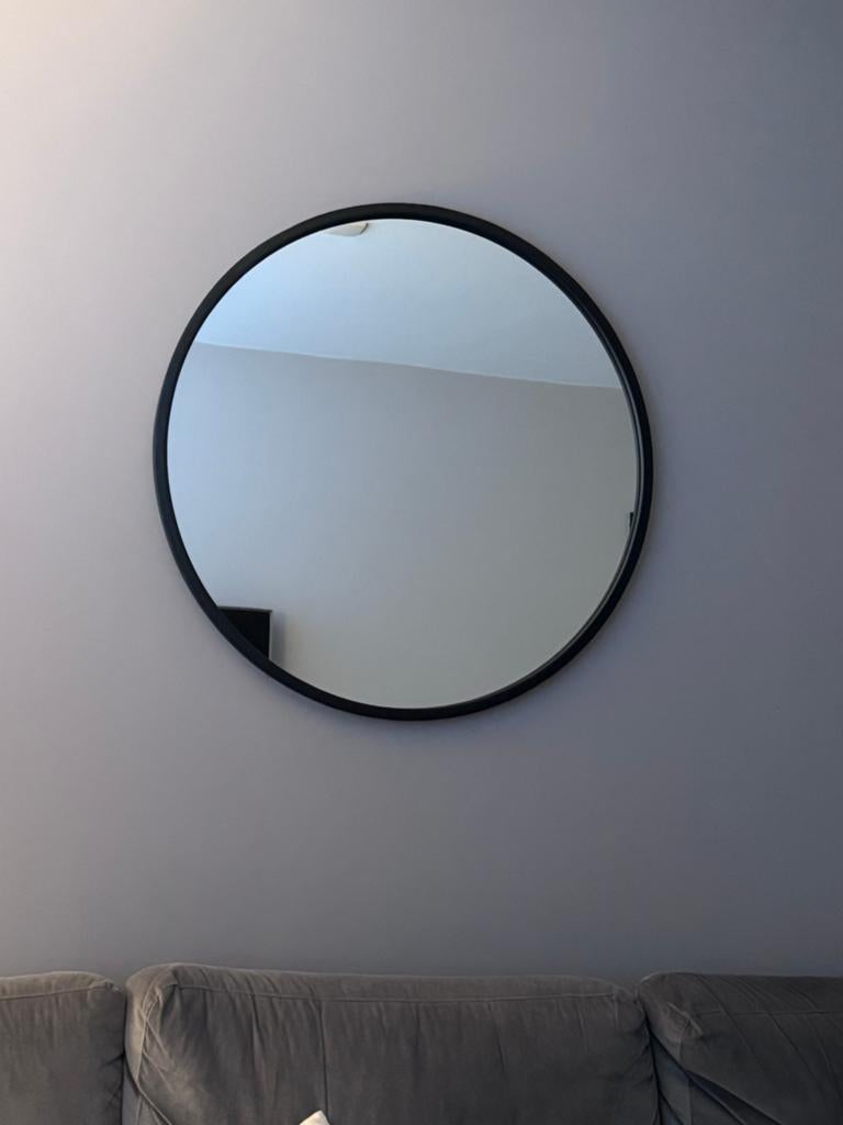 Riverdale amaro spiegel rond zwart 90 cm, Huis en Inrichting, Woonaccessoires | Spiegels, Ophalen, Rond, Zo goed als nieuw, 75 tot 100 cm