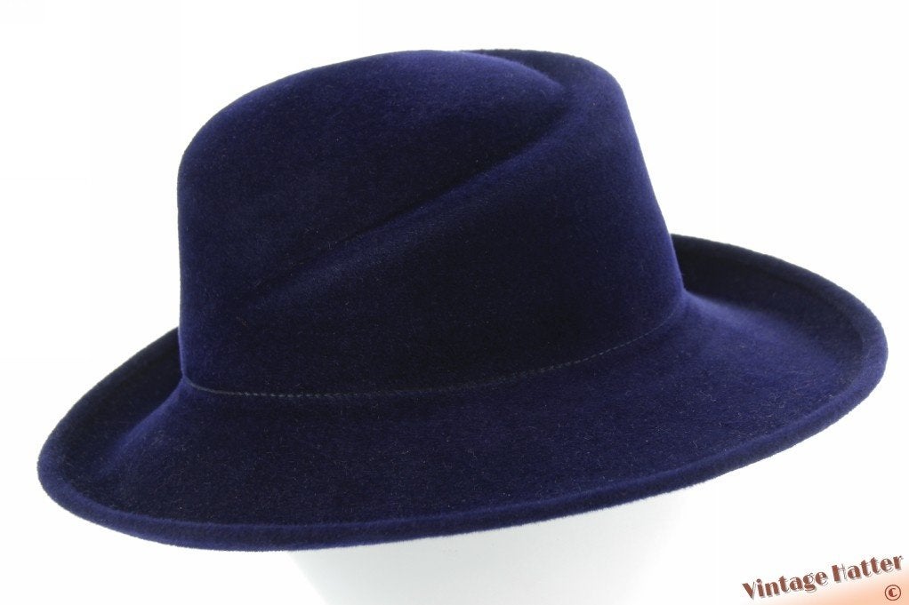 Dameshoed Weba Hats donkerblauw velour 56-57 nieuw, 56 of 57 cm (M, 7 of 7⅛ inch), Nieuw, Ophalen of Verzenden, Hoed