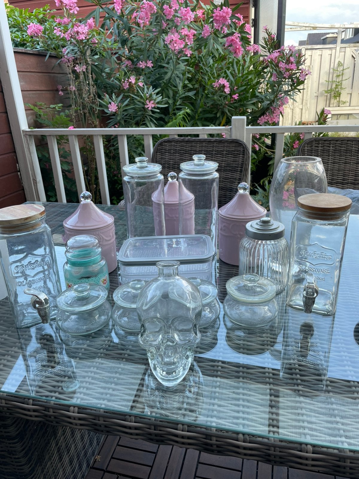 Voorraadpotten glas en porselein alles in 1 koop, Ophalen, Zo goed als nieuw