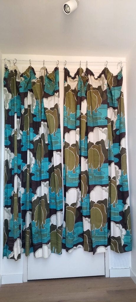 2 Vintage IKEA Janette Gordijnen Jaren 70 Svenfrida Jönsson, Groen, Gebruikt, 170 cm, Eu