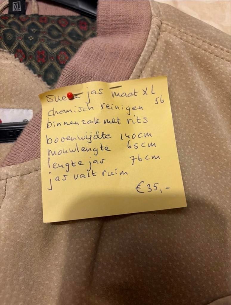 Heren suède jas maat 56/58 (XL), Ophalen, Gedragen, Maat 56/58 (XL), Beige