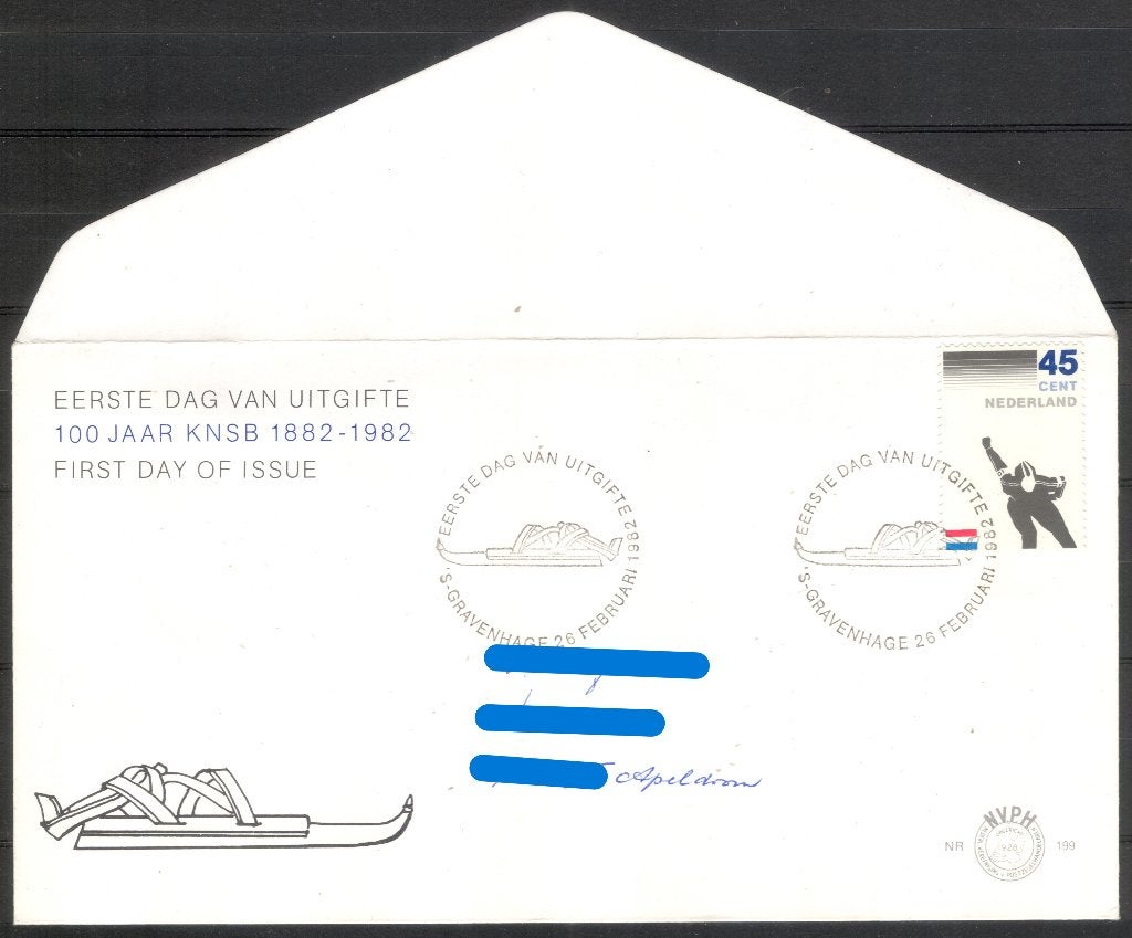 E199 - schaatsen - 100 jaar KNSB, Postzegels en Munten, Verzenden, Beschreven, Nederland