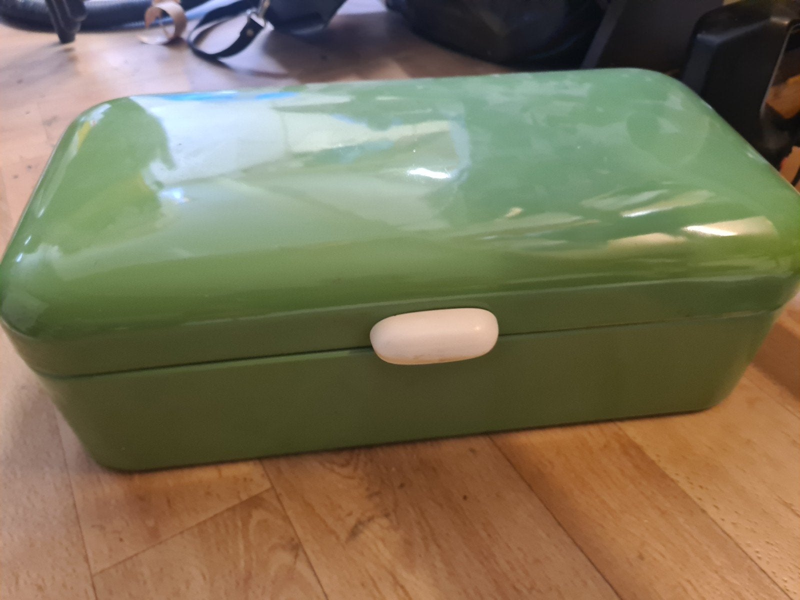 Vintage Groene Broodtrommel - Emaille, Antiek en Kunst, Antiek | Emaille, Ophalen of Verzenden