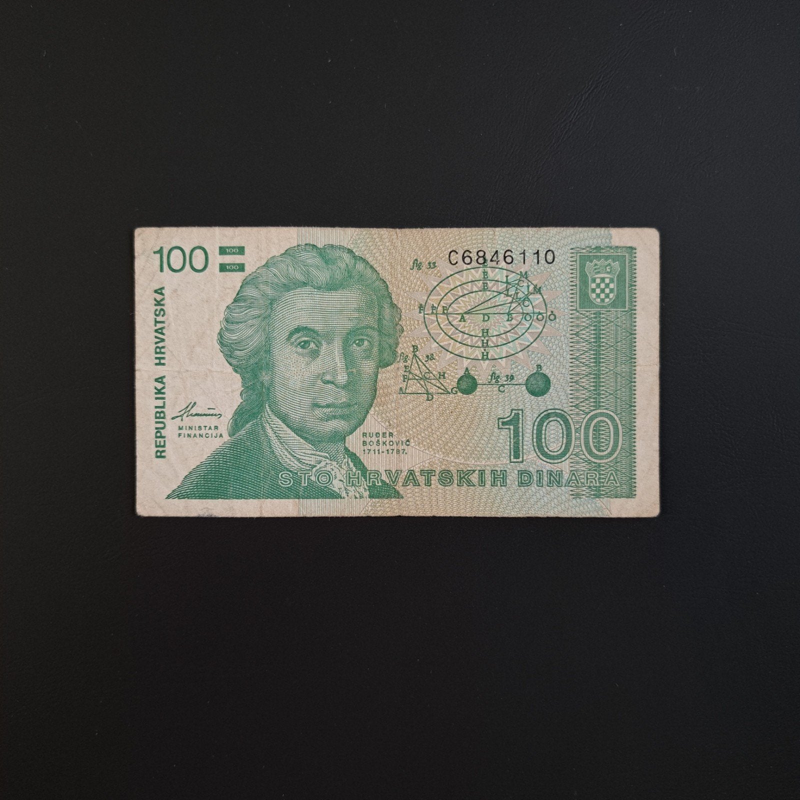 100 dinar Kroatië #052, Postzegels en Munten, Bankbiljetten | Europa | Niet-Eurobiljetten, Verzenden, Overige landen, Los biljet