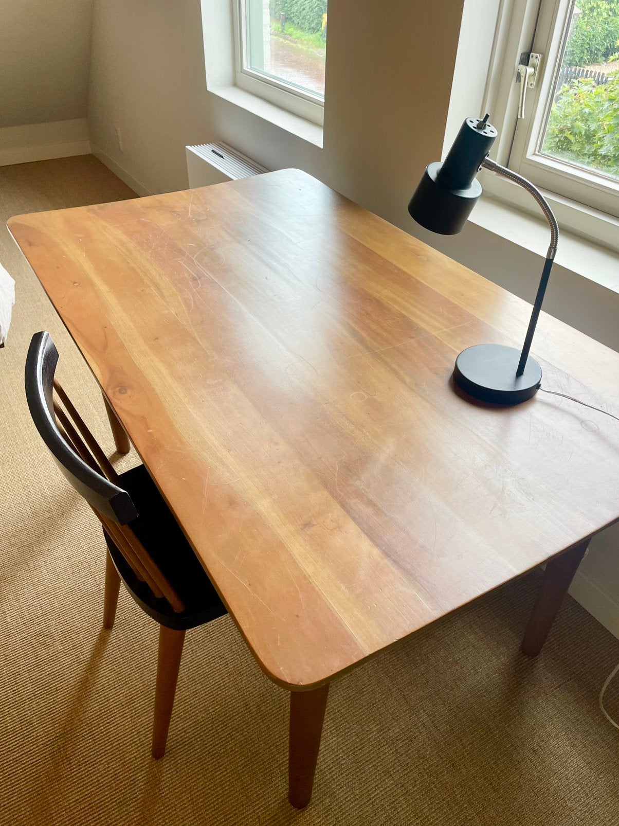 Teak houten eet/bureau tafel, Ophalen, Gebruikt, 100 tot 150 cm, Teakhout