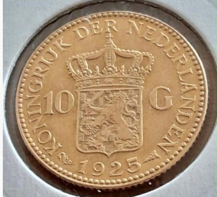 Gouden Tientje 1925 Koningin Wilhelmina, Koningin Wilhelmina, Losse munt, 10 gulden, Goud