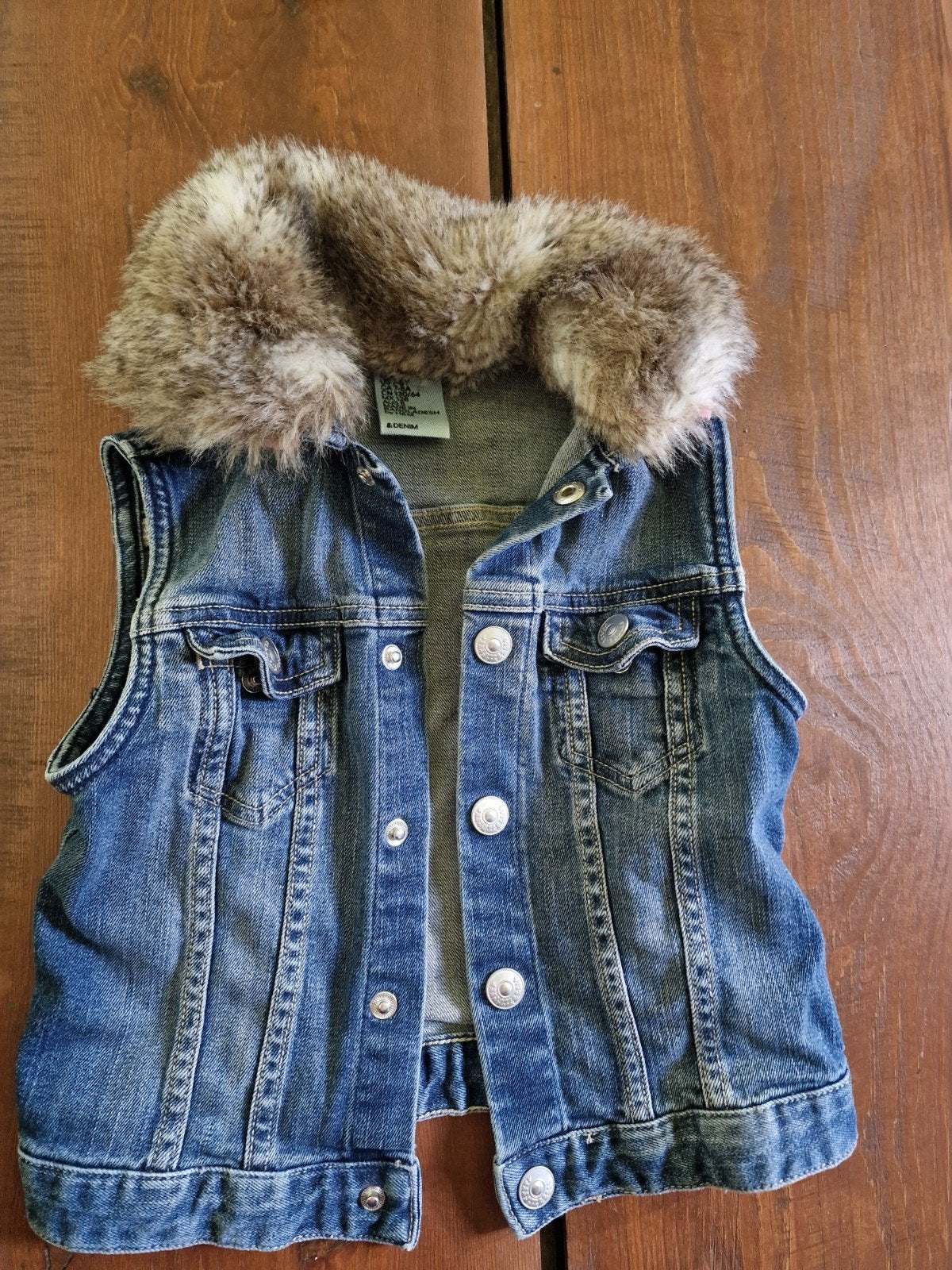 Spijkergilet met bontkraag maat 128, Ophalen of Verzenden, Gebruikt, Jongen, Jas