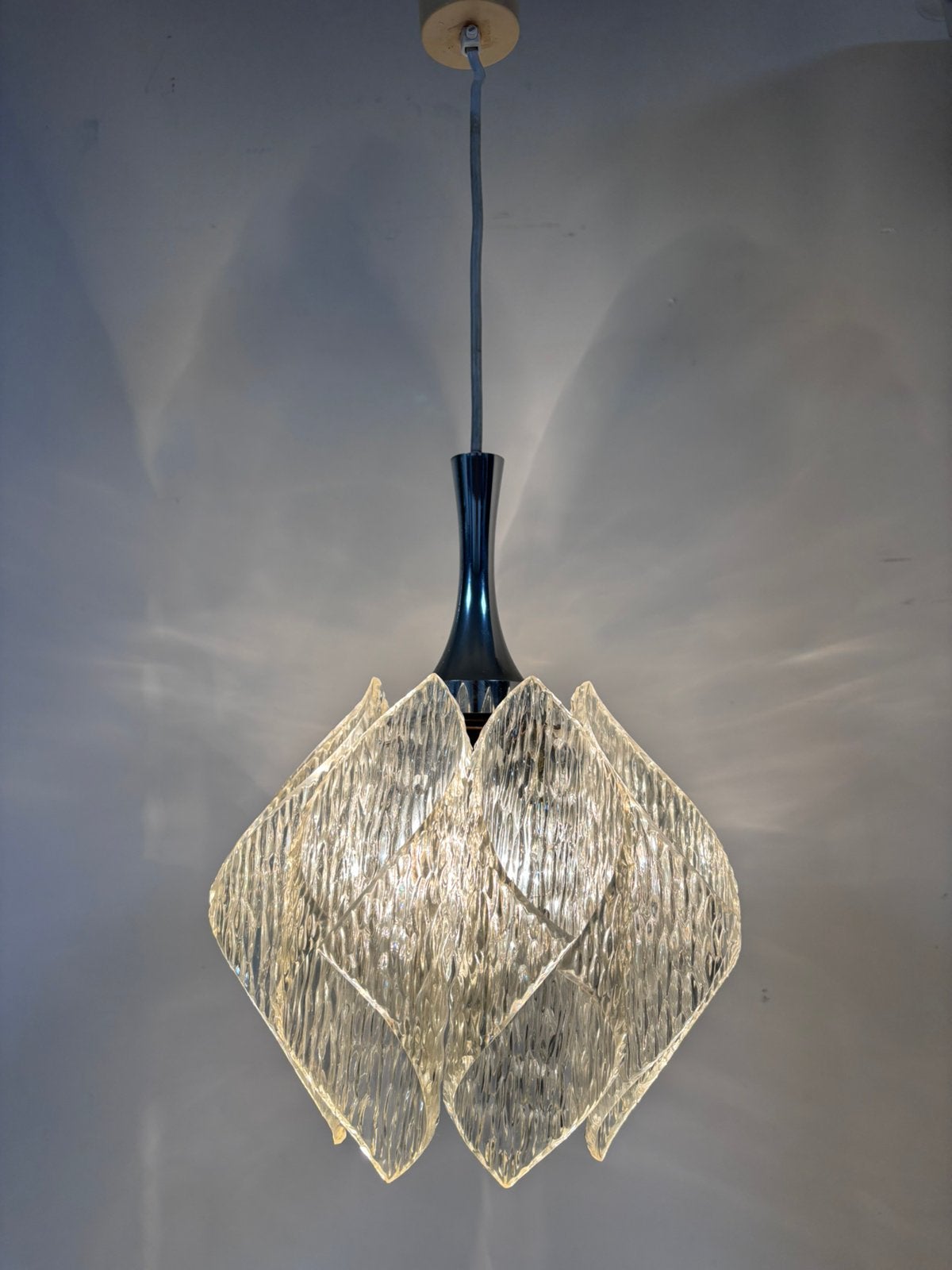 Vintage MCM Hanglamp ME Marbach Leuchten Acryl ijsglas, Ophalen of Verzenden, Zo goed als nieuw