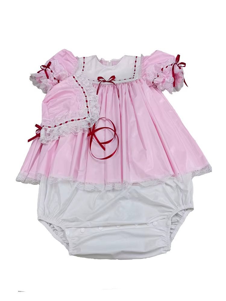 Roze heren sissy romper jurk met hoofdkapje, Verzenden, Nieuw