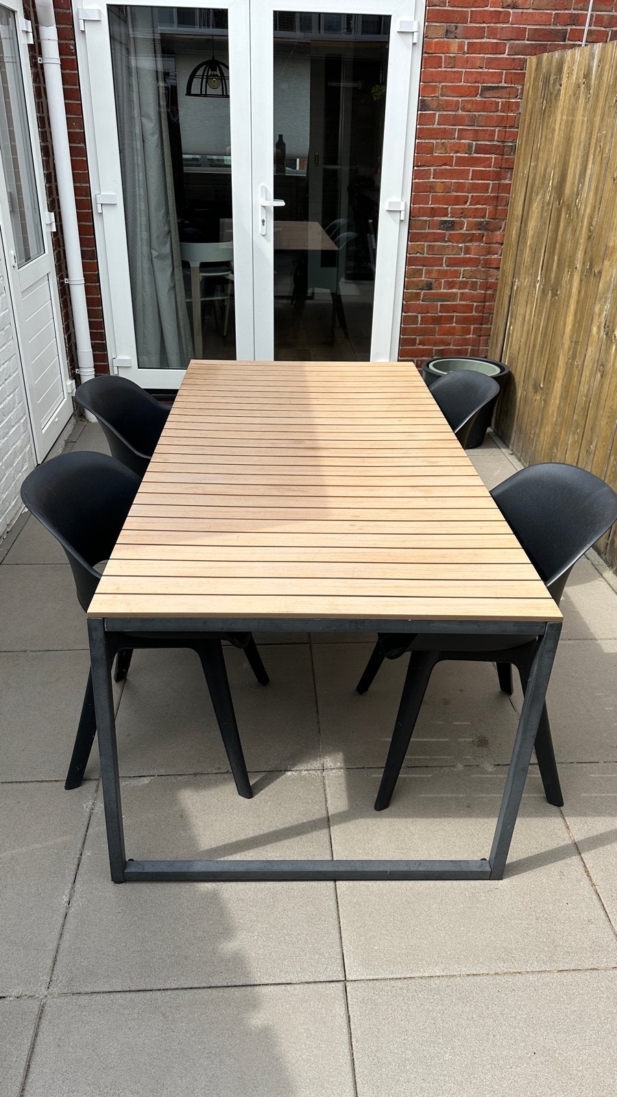 Mooie industriële tuintafel (190 x 90 cm)Polywood / Houtlook, Ophalen, Gebruikt, Rechthoekig, Overige materialen